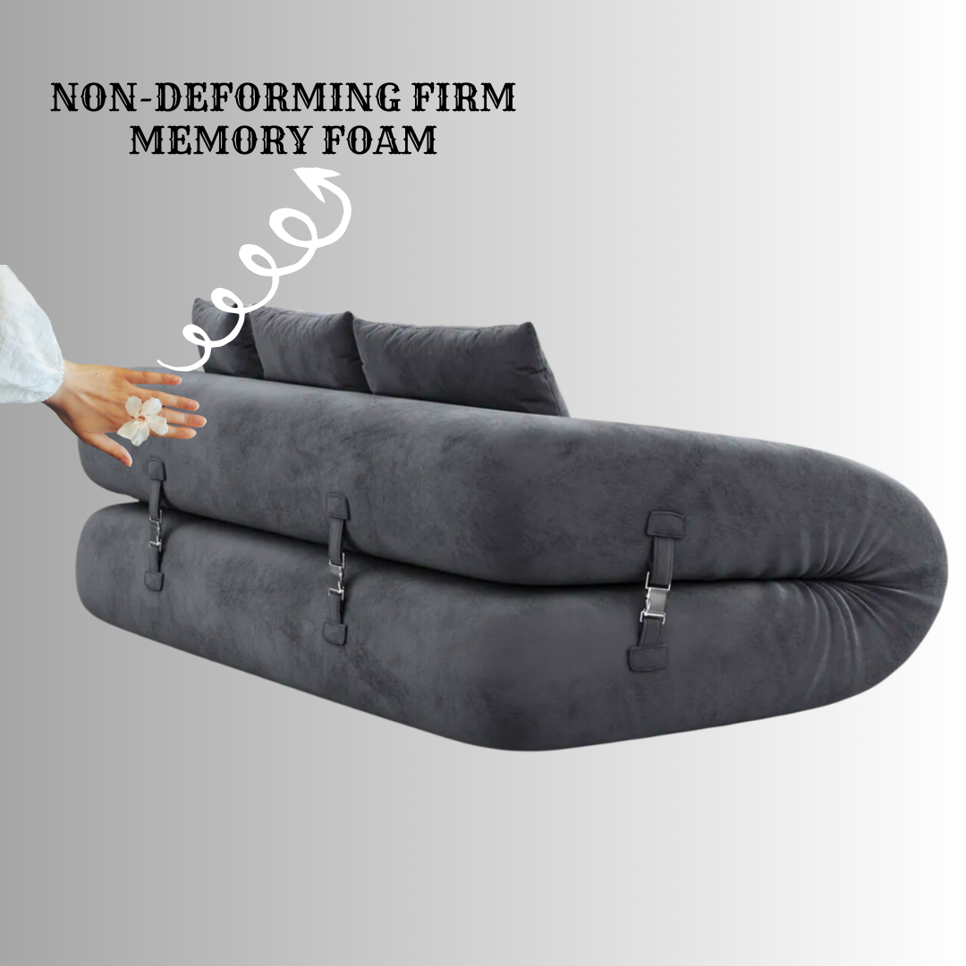 UNICORN Furniture Luxury Grey Velvet Modular Boneless Sofa Bed | 3-in-1 Convertible Sofa, Lounger & Guest Bed | Tool-Free Assembly | Space-Saving High-Density Foam Sleeper Couch for Modern Living