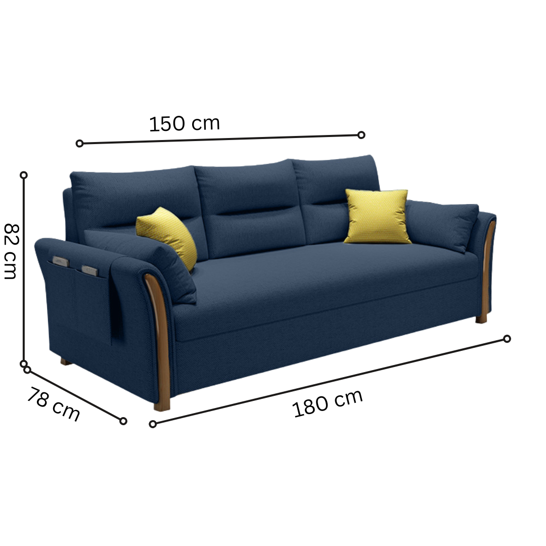 Unicorn Furniture Convertible Sofa Bed – King Size 3 Seater Pull Out Sofa Bed with Storage, Reclining Sleeper Couch, Tool-Free Assembly for Living Room & Guest Room (Blue)