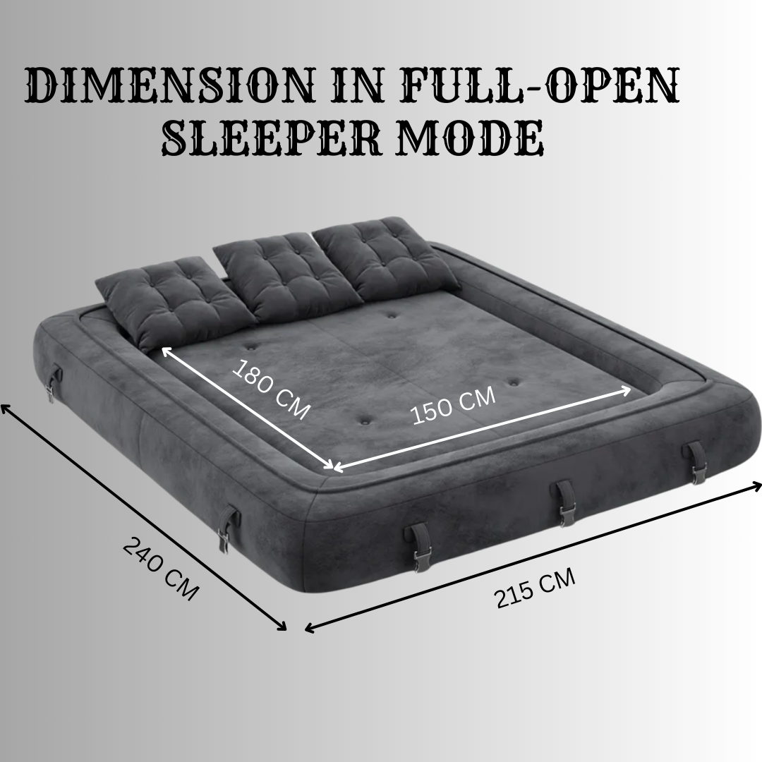 UNICORN Furniture Luxury Grey Velvet Modular Boneless Sofa Bed | 3-in-1 Convertible Sofa, Lounger & Guest Bed | Tool-Free Assembly | Space-Saving High-Density Foam Sleeper Couch for Modern Living