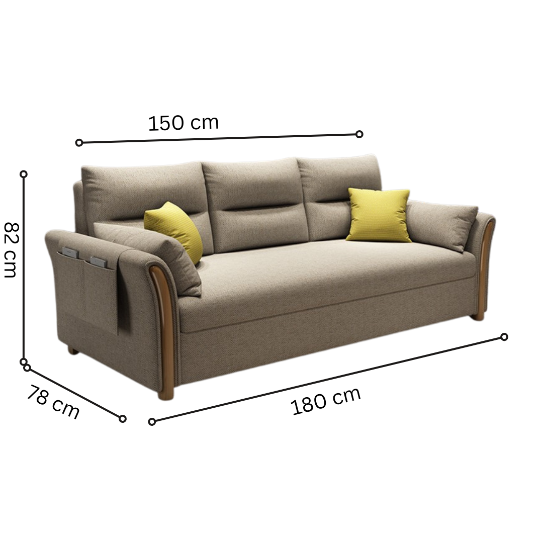 Unicorn Furniture Convertible Sofa Bed – King Size 3 Seater Pull Out Sofa Bed with Storage, Reclining Sleeper Couch, Tool-Free Assembly for Living Room & Guest Room (Beige)