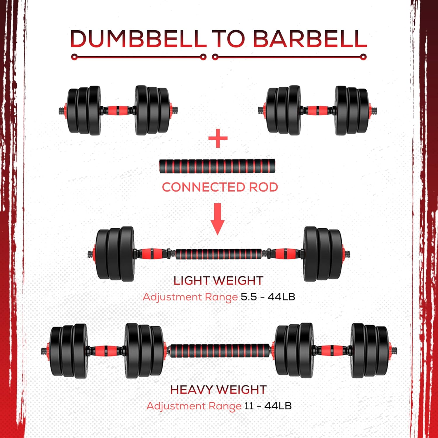 SUREPEFY 30KG Adjustable Dumbbell & Barbell Set – Home Gym Weight Training Equipment for Muscle Building & Fat Loss