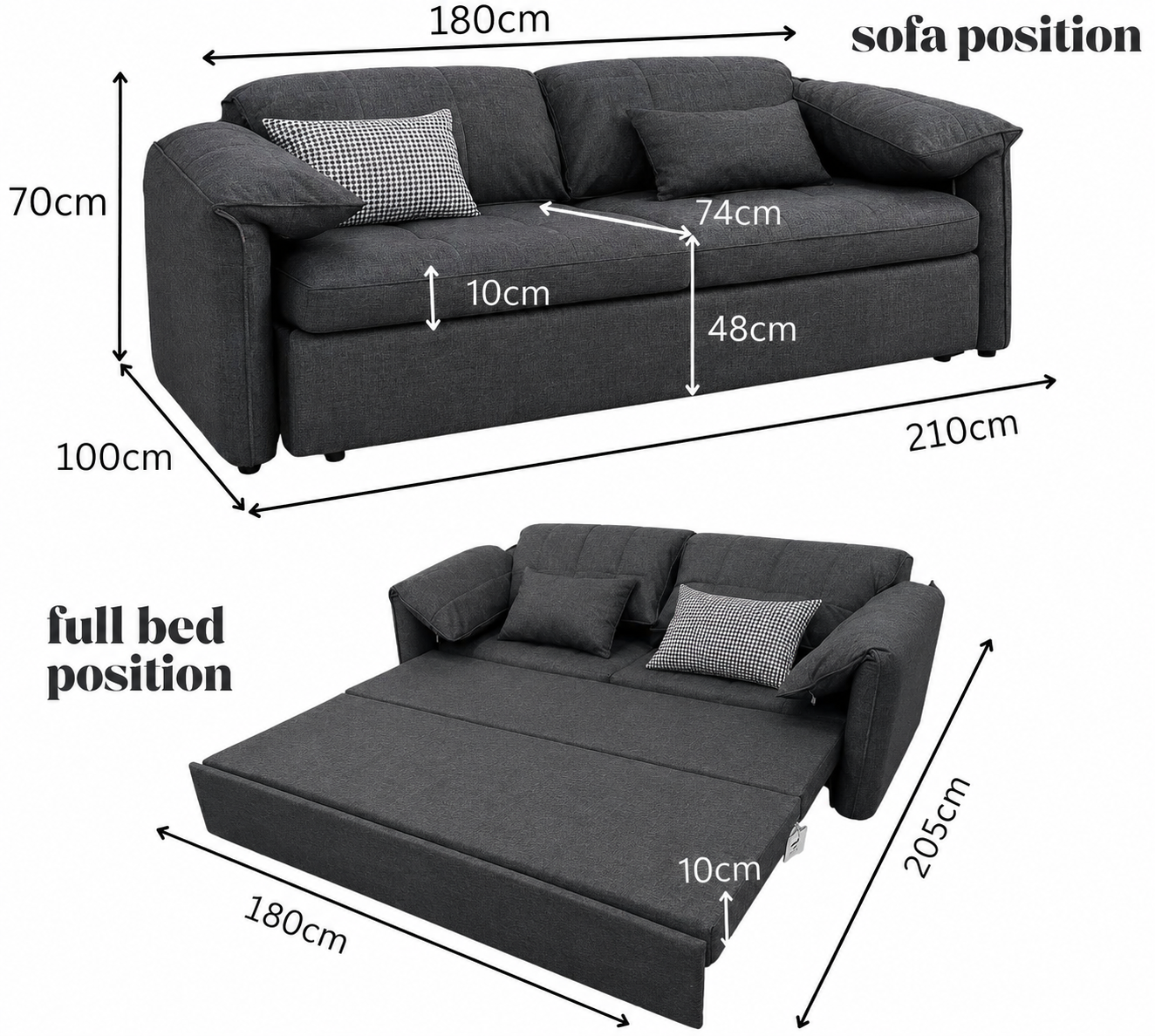 UNICORN FURNITURE Convertible Sofa Bed | Super King Pull Out Sofa Bed with Storage UK