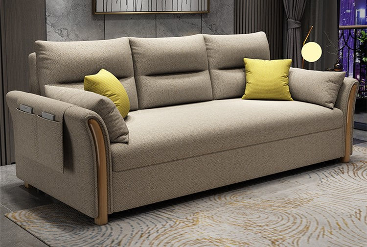 Unicorn Furniture Convertible Sofa Bed King Size Pull Out Sofabed with Storage in Cotton Fabric, Tool-Free Assembly, Modern Reclining Sleeper Couch for Living Room, Guest Room & Small Spaces (Beige)