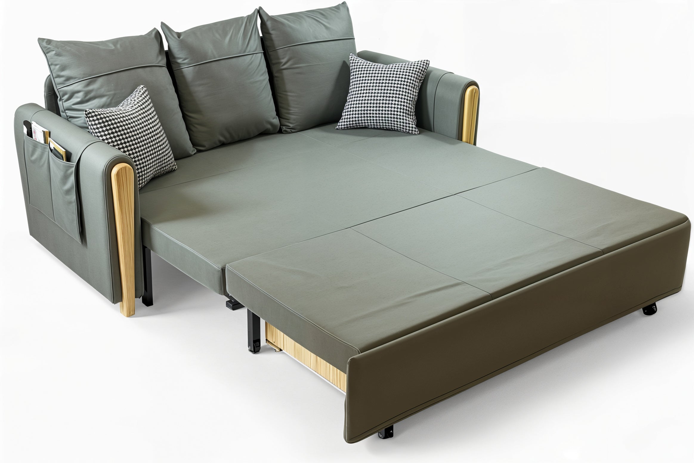 UNICORN FURNITURE Sofa Bed Modern Reclining Foldable Bed Pull Out Sofa Bed with Storage Multifunctional Convertible Space Saving Sofabed in Breathable Leathaire Fabric