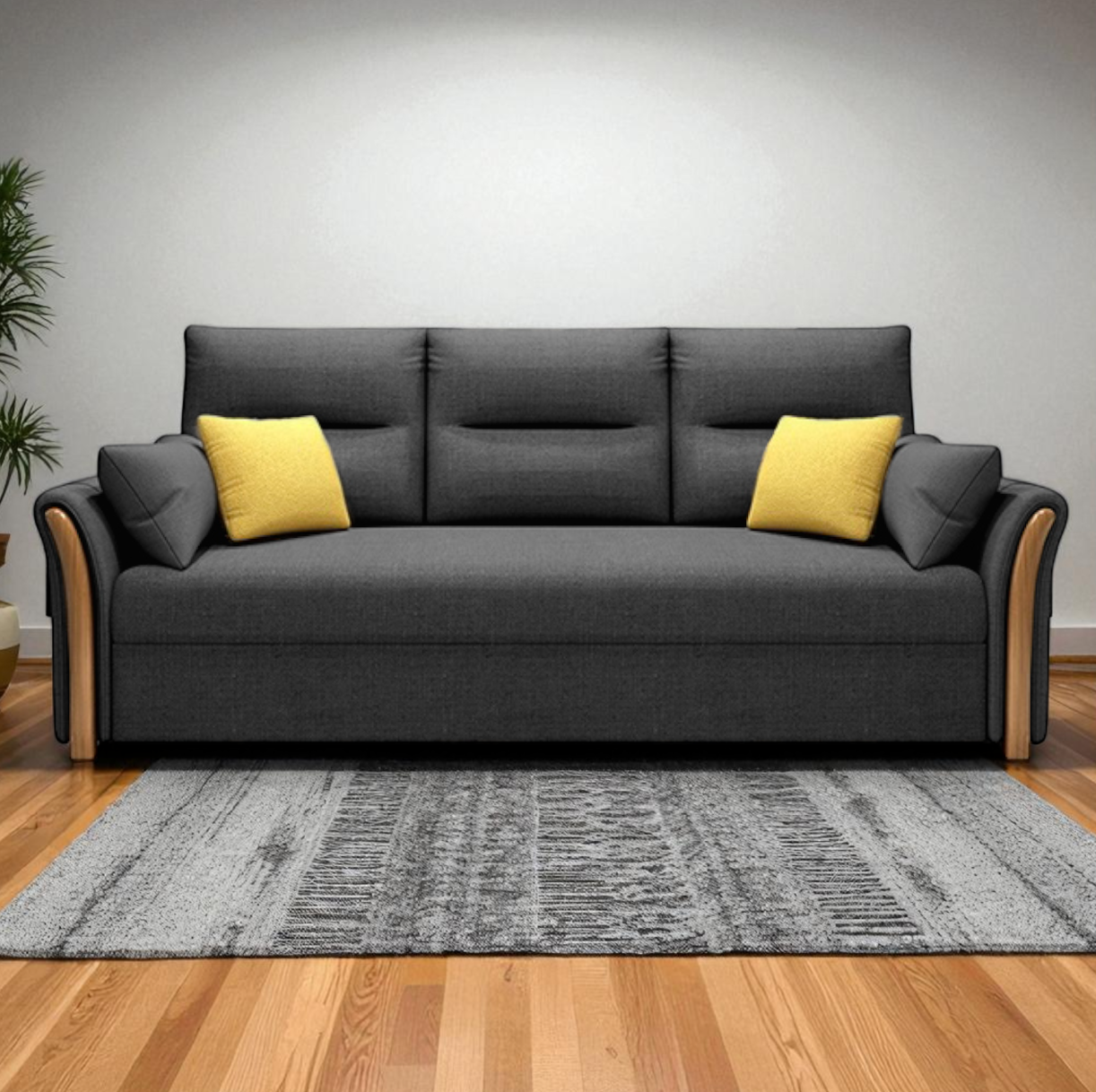 Unicorn Furniture Convertible Sofa Bed King Size Pull Out Sofabed with Storage in Cotton Fabric, Tool-Free Assembly, Modern Reclining Sleeper Couch for Living Room, Guest Room & Small Spaces (Grey)