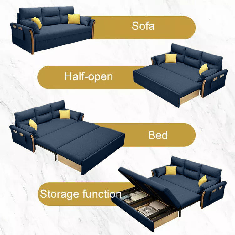 Unicorn Furniture Convertible Sofa Bed – King Size 3 Seater Pull Out Sofa Bed with Storage, Reclining Sleeper Couch, Tool-Free Assembly for Living Room & Guest Room (Blue)