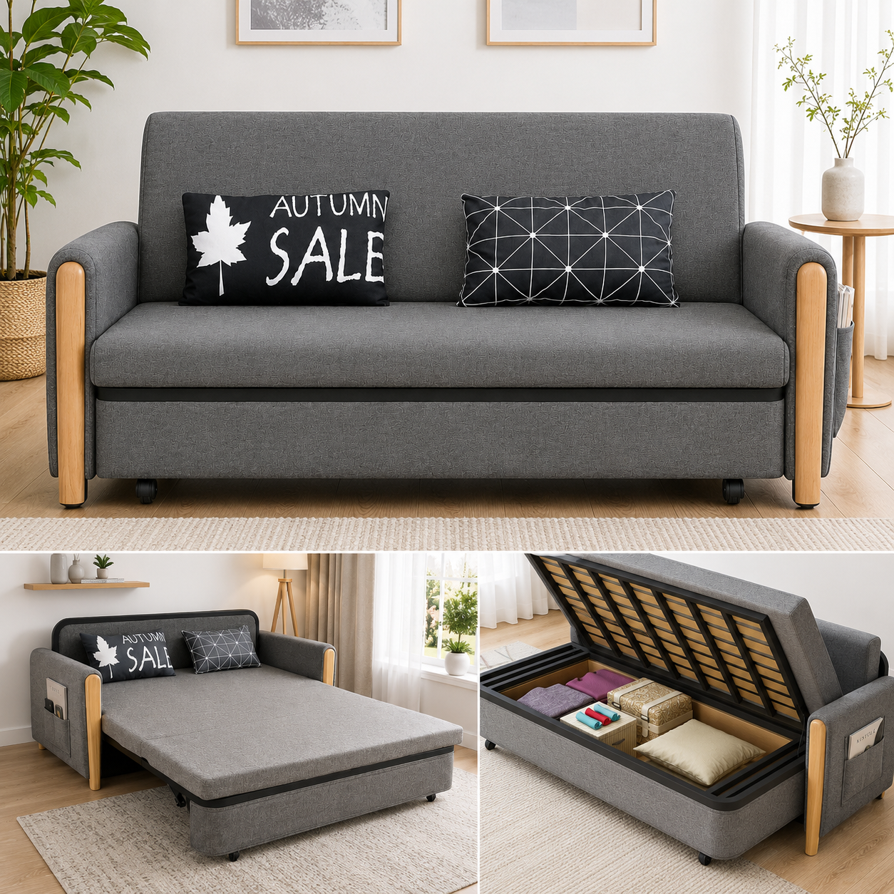 Unicorn Furniture Sofa Bed Modern Reclining Foldable Bed Pull Out Sofa Bed With Storage