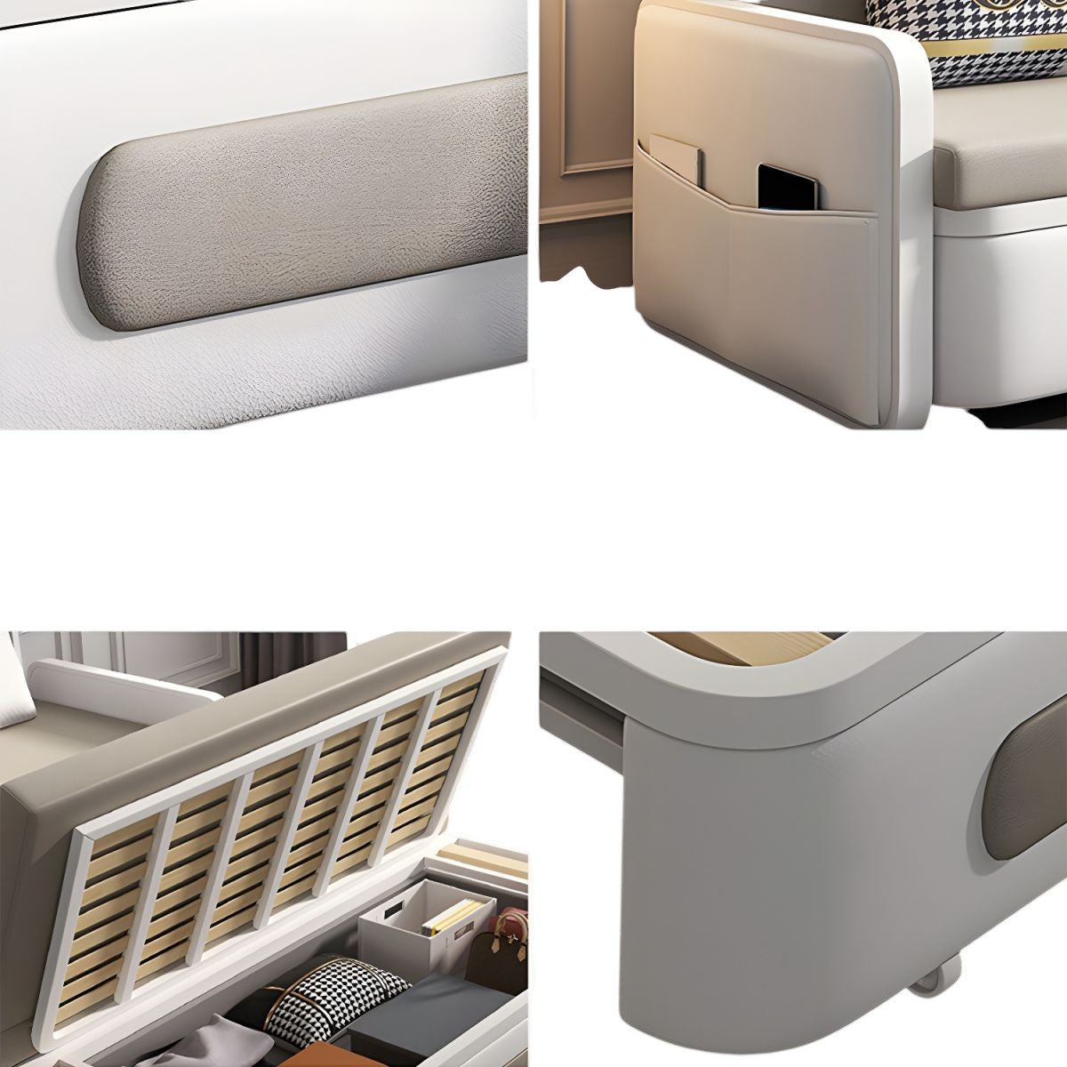 UNICORN FURNITURE Convertible Sleeper Sofa Bed Modern Reclining Foldable Bed Pull Out Sofa Bed With Storage Space Saving Multifunctional Sofabed (Light Grey & White)