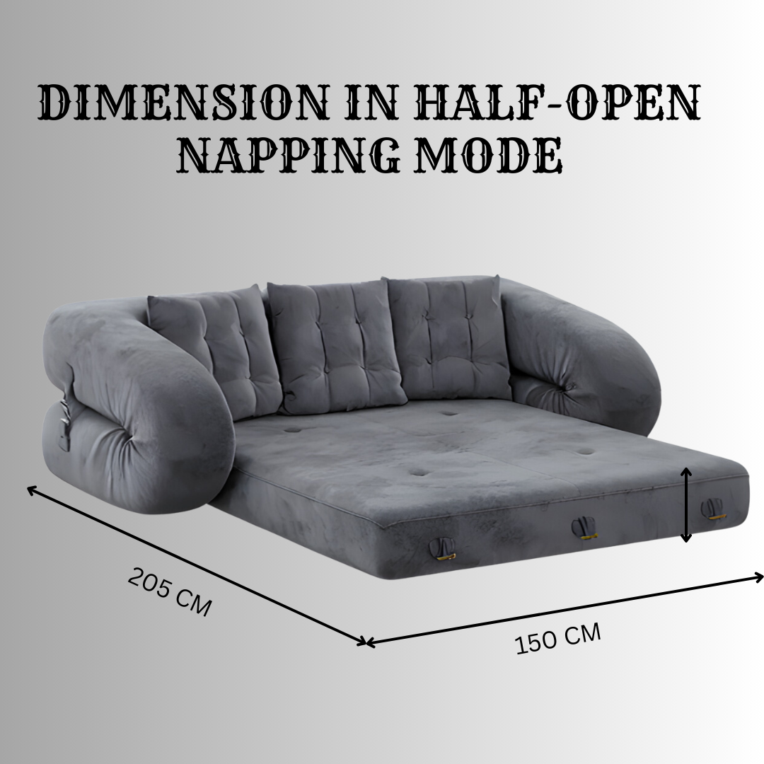 UNICORN Furniture Luxury Grey Velvet Modular Boneless Sofa Bed | 3-in-1 Convertible Sofa, Lounger & Guest Bed | Tool-Free Assembly | Space-Saving High-Density Foam Sleeper Couch for Modern Living