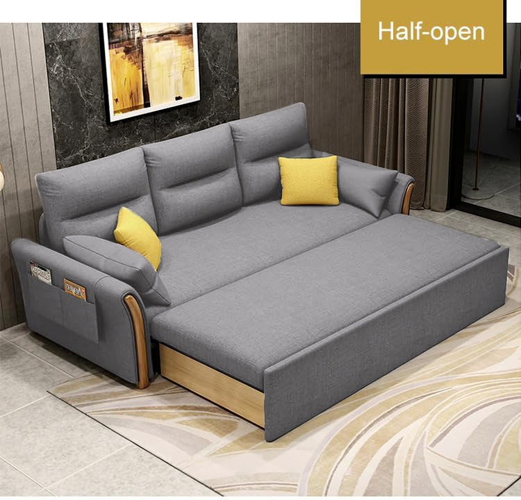 Unicorn Furniture Convertible Sofa Bed King Size Pull Out Sofa Bed with Storage in Cotton Fabric, Tool-Free Assembly, Modern Reclining Sofa Bed for Living Room, Guest Room, Small Spaces (Glacier Grey)