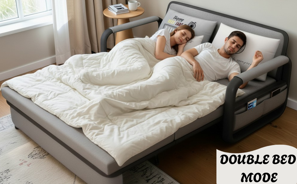 UNICORN FURNITURE Pull Out Sofa Bed with Storage – Convertible 2 Seater Sofa Bed, Reclining Sleeper Couch, Compact Space Saving Sofabed for Living Room, Guest Room & Small Spaces 158cm (Glacier Grey)