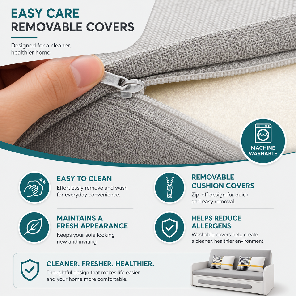 UNICORN FURNITURE Convertible Sleeper Sofa Bed Modern Reclining Foldable Bed Pull Out Sofa Bed With Storage Space Saving Multifunctional Sofabed (Light Grey & White)