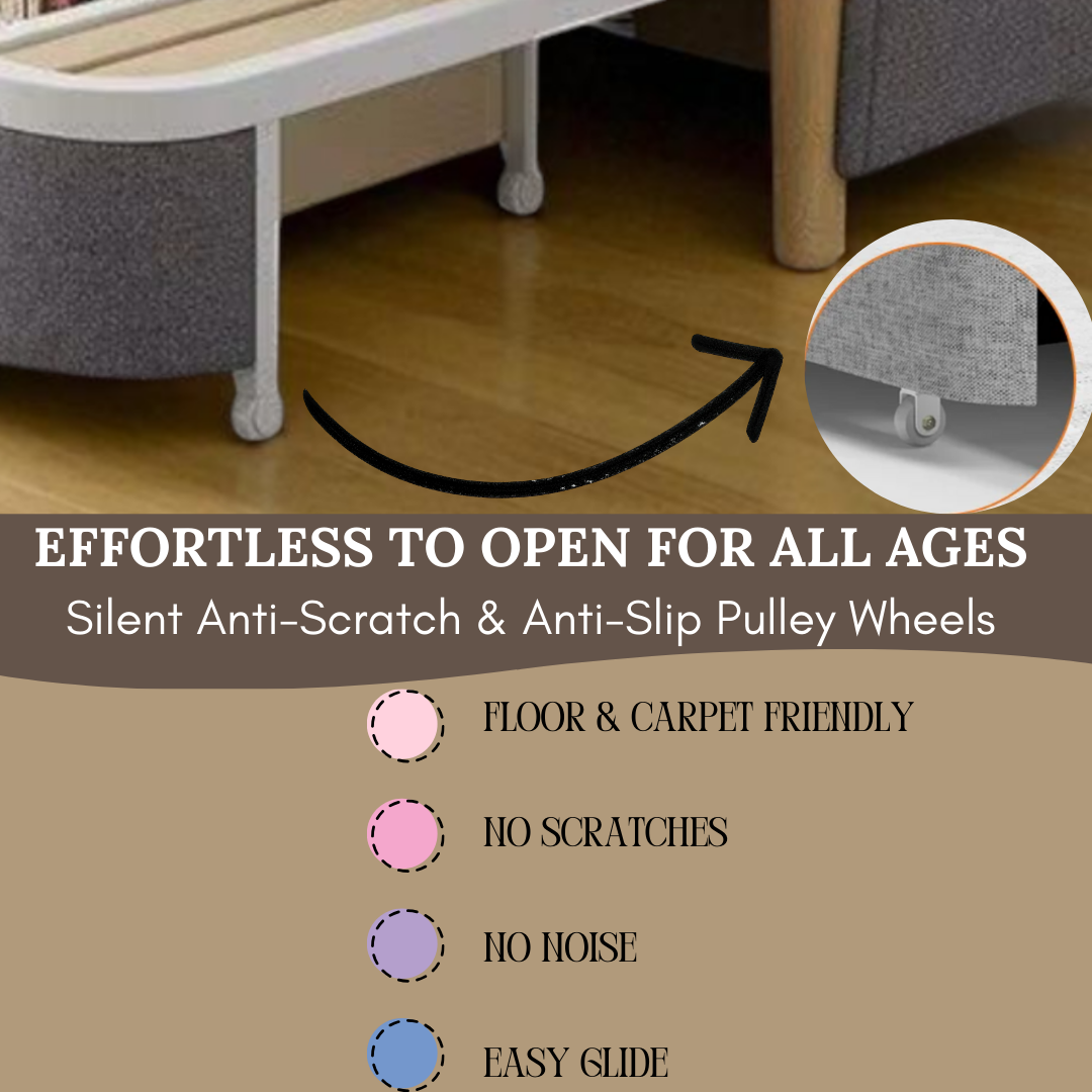 Unicorn Furniture Sofa Bed - Modern Foldable Bed - Pull Out Sofa Bed with Storage Breathable Cotton Linen Fabric- Sofabed- sofa cum bed in -Padded armrests (Grey)