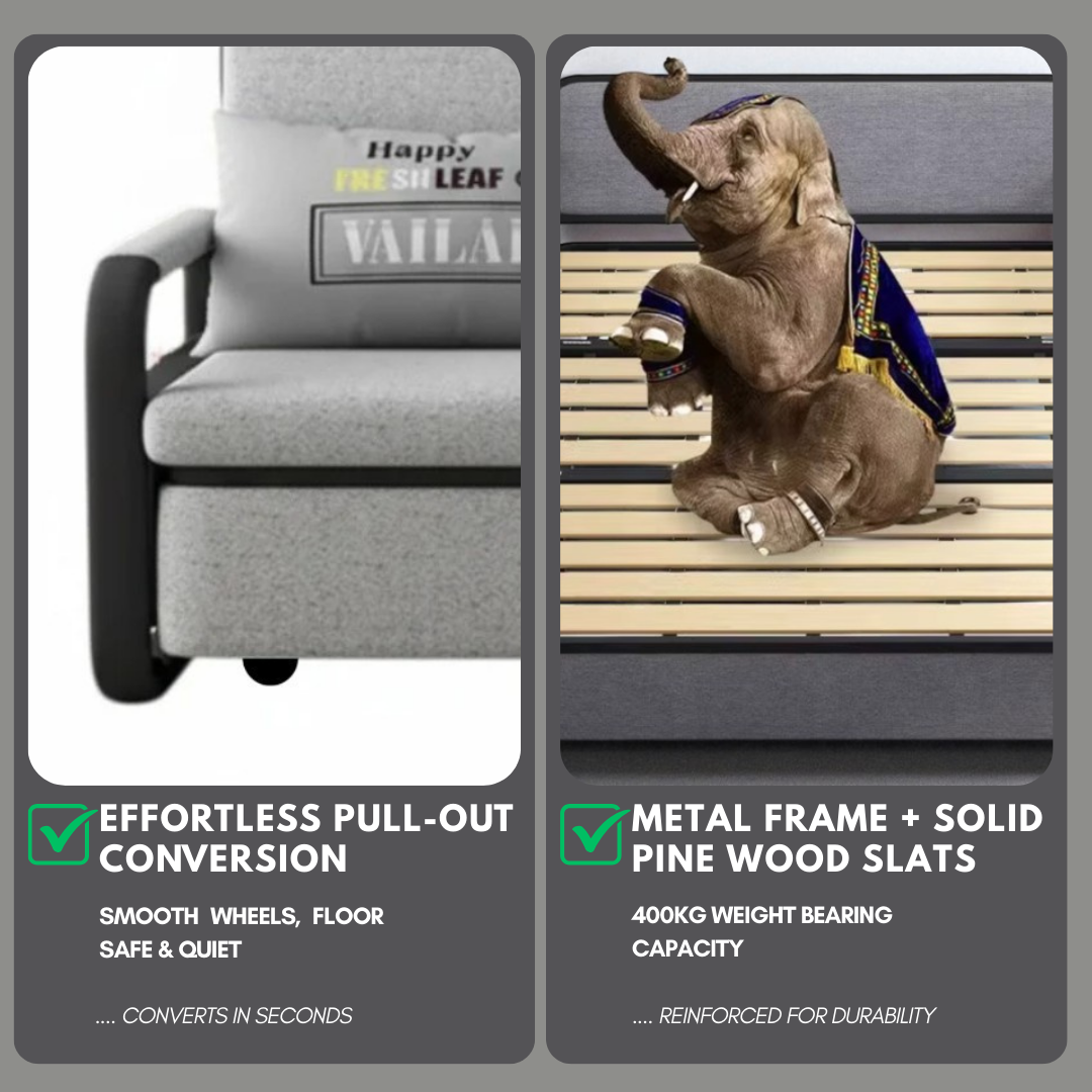 UNICORN FURNITURE Pull Out Sofa Bed with Storage – Convertible 2 Seater Sofa Bed, Reclining Sleeper Couch, Compact Space Saving Sofabed for Living Room, Guest Room & Small Spaces 158cm (Glacier Grey)