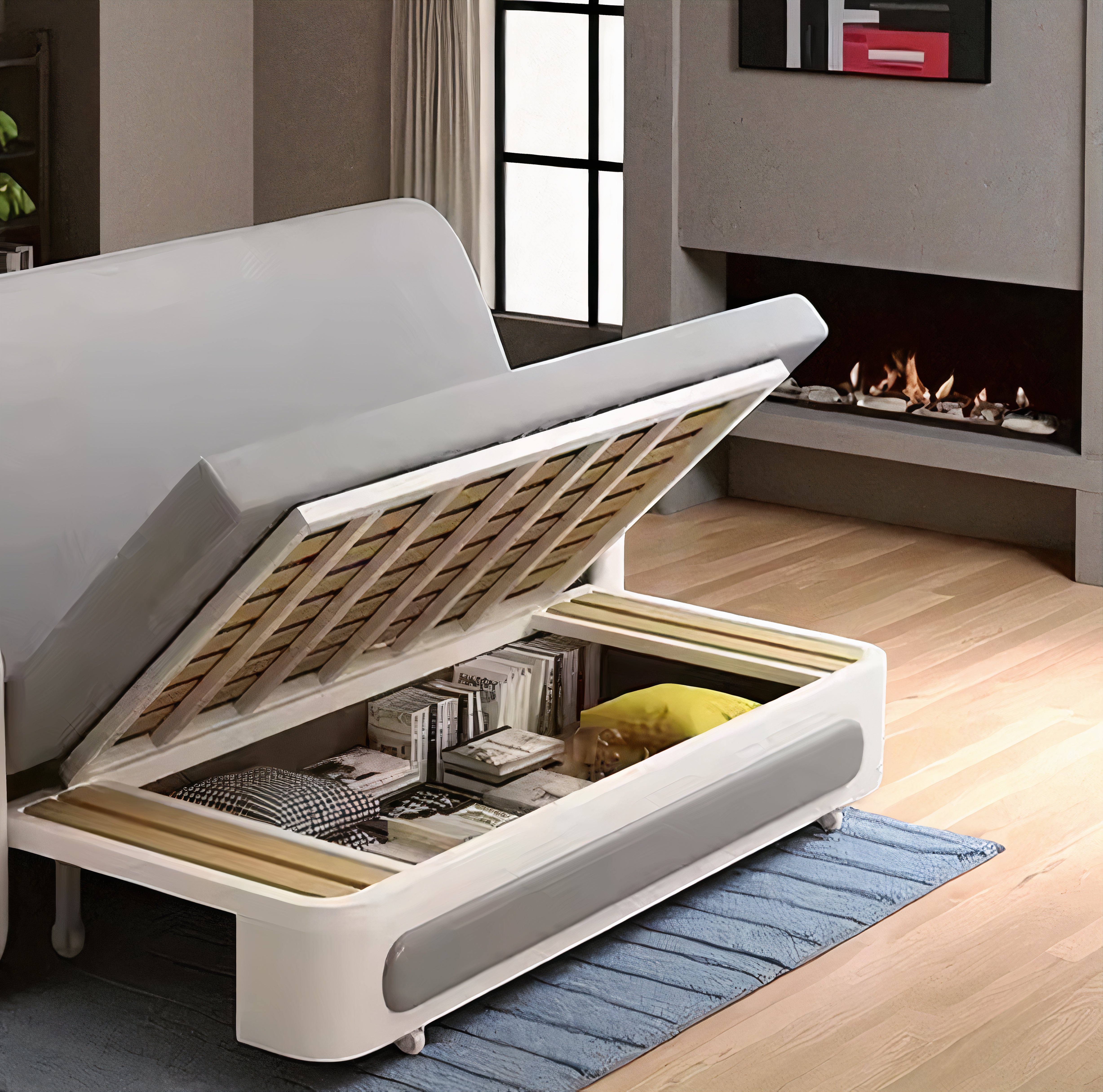 UNICORN FURNITURE Convertible Sleeper Sofa Bed Modern Reclining Foldable Bed Pull Out Sofa Bed With Storage Space Saving Multifunctional Sofabed (Light Grey & White)