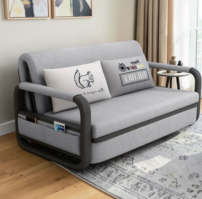 UNICORN FURNITURE Pull Out Sofa Bed with Storage – Convertible 2 Seater Sofa Bed, Reclining Sleeper Couch, Compact Space Saving Sofabed for Living Room, Guest Room & Small Spaces 158cm (Glacier Grey)