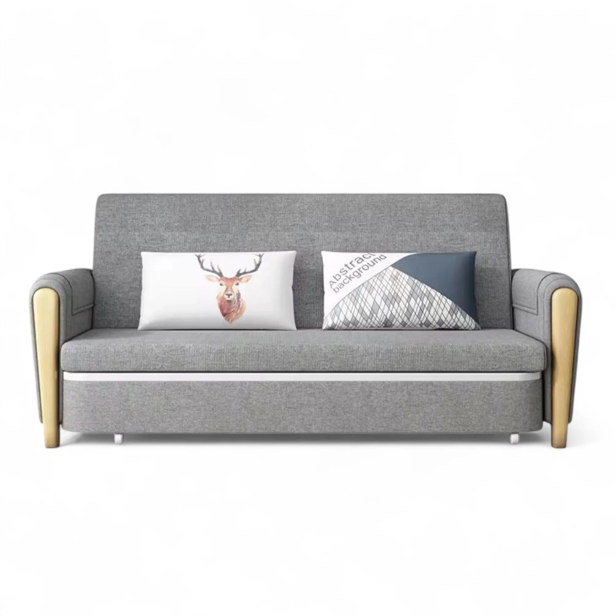 Unicorn Furniture Sofa Bed - Modern Foldable Bed - Pull Out Sofa Bed with Storage Breathable Cotton Linen Fabric- Sofabed- sofa cum bed in -Padded armrests (Grey)