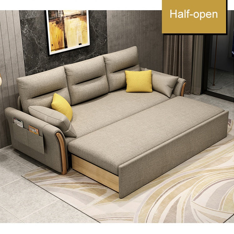 Unicorn Furniture Convertible Sofa Bed King Size Pull Out Sofabed with Storage in Cotton Fabric, Tool-Free Assembly, Modern Reclining Sleeper Couch for Living Room, Guest Room & Small Spaces (Beige)